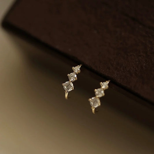 Three Tiny CZ Diamond Earrings(S925)